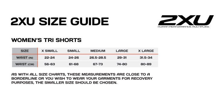 2xu Tri Shorts Size Chart