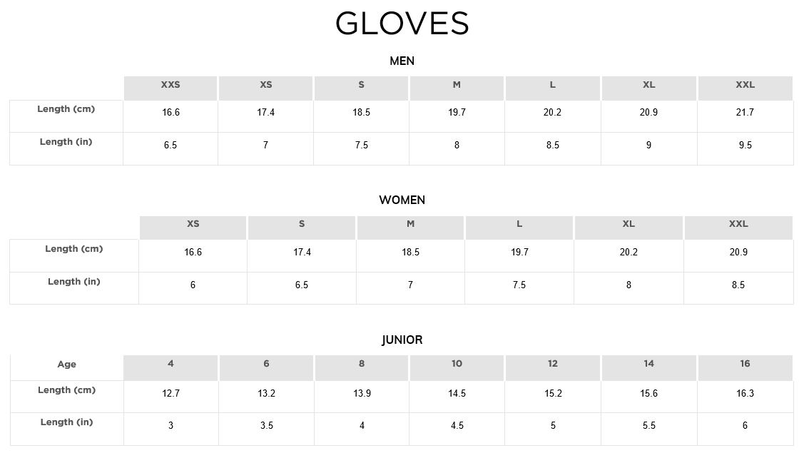 Rossignol Gloves Size Chart