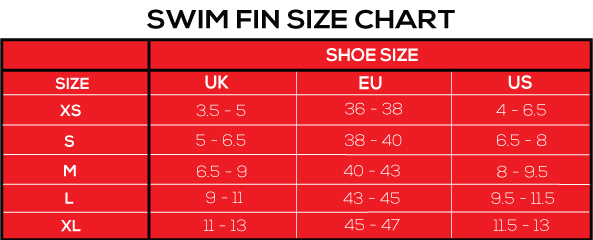 Swim Fin Size Chart